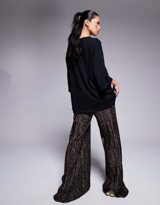 ASOS DESIGN 2 in 1 t-shirt and plisse jumpsuit in animal print - Image 2