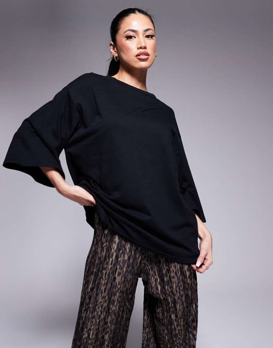 ASOS DESIGN 2 in 1 t-shirt and plisse jumpsuit in animal print - Image 3