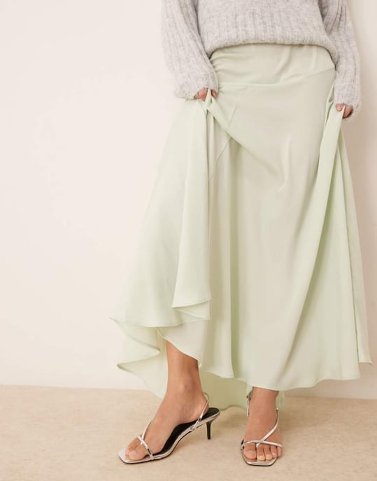 ASOS DESIGN volym maxi kjol i salvia - Image 3