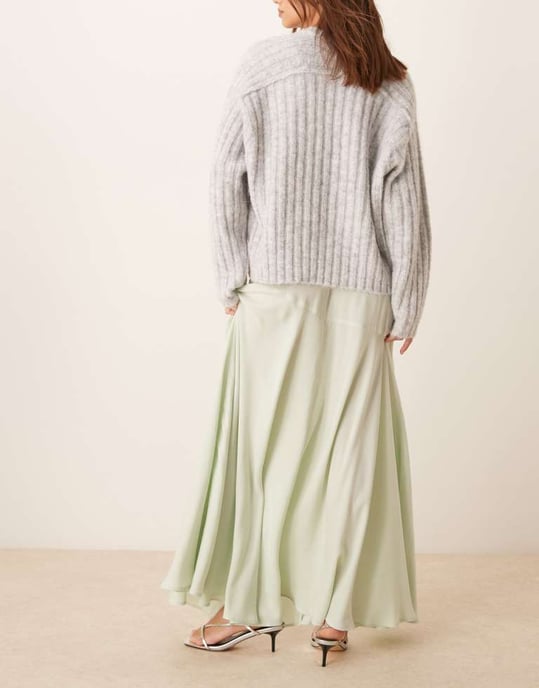 ASOS DESIGN volym maxi kjol i salvia - Image 4