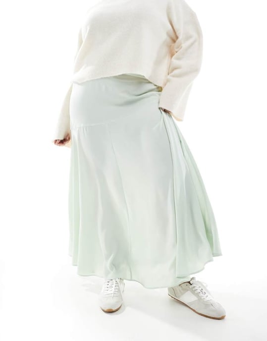ASOS DESIGN Curve volym maxi kjol i salvia - Image 2