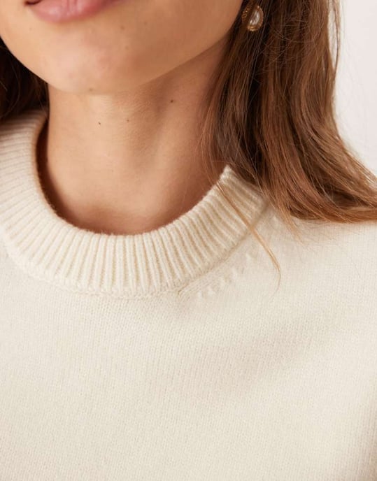 Gina Tricot crew neck knitted sweater with wide sleeves in cream - Image 4