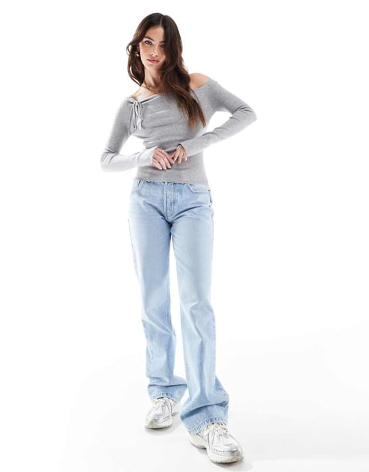 Cotton On everfine asymmetric long sleeve pullover knit in grey marle - Image 4