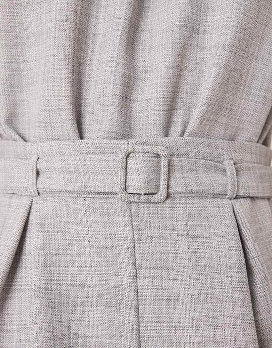 ASOS DESIGN tailored paper bag short playsuit with belt detail in grey - Image 2