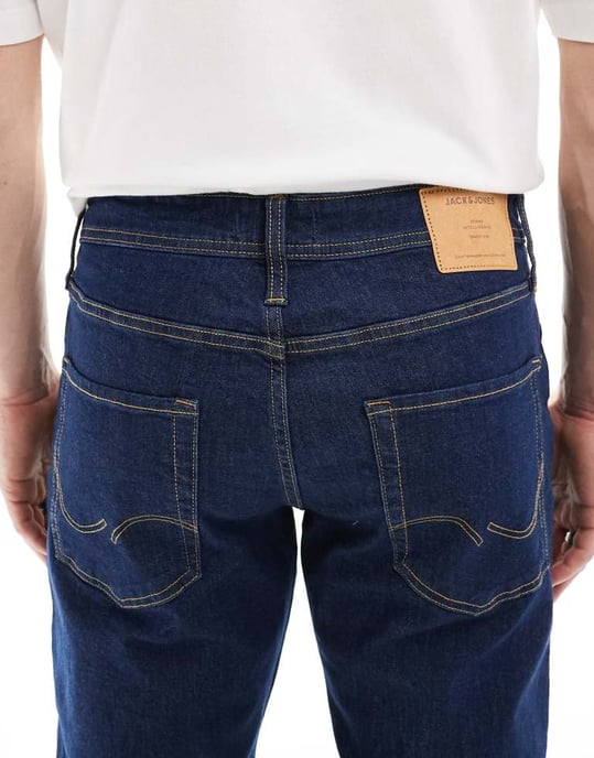Jack & Jones Mike tapered jeans i rå indigo tvätt - Image 4