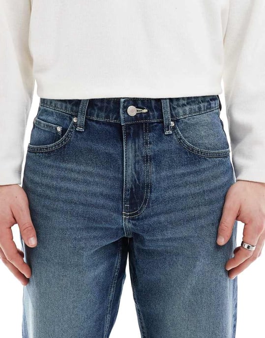 ASOS DESIGN tapered jeans i mörk tvätt - Image 4
