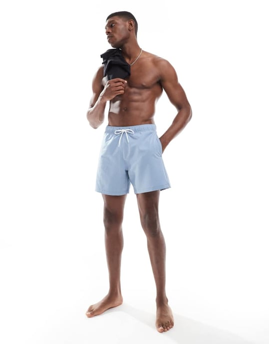 Hollister 6\\" swim sweersucker short in light blue" - Image 3