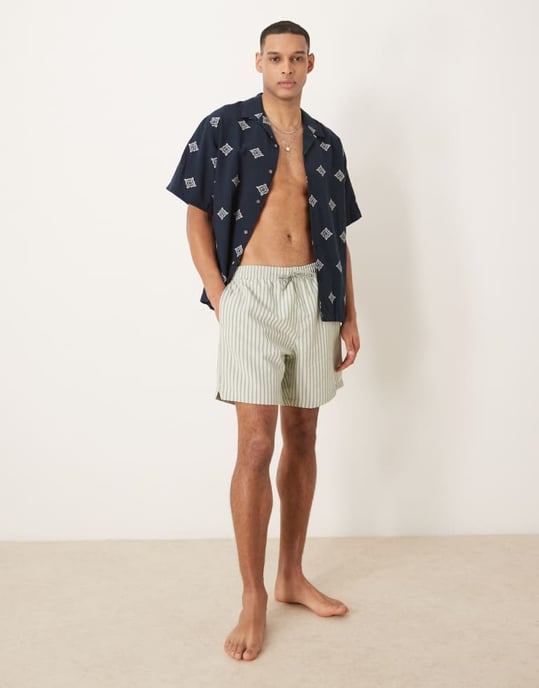 Abercrombie & Fitch 7 inch drawstring swimming trunks in olive - Image 4