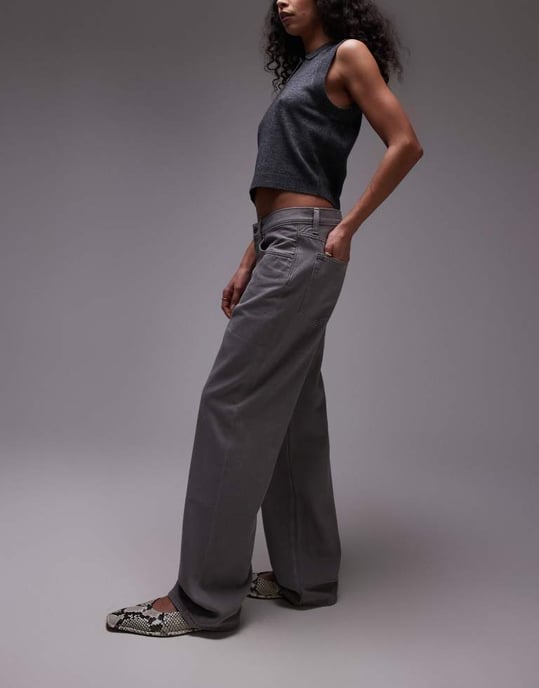 ARKET Shore låg midja avslappnad boyfriend-fit jeans i mjuk grå tvätt - Image 3