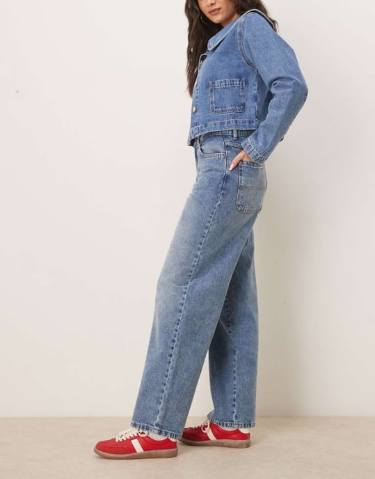 Dickies herndon loose fit denim jeans in rinsed blue with fade - Image 3