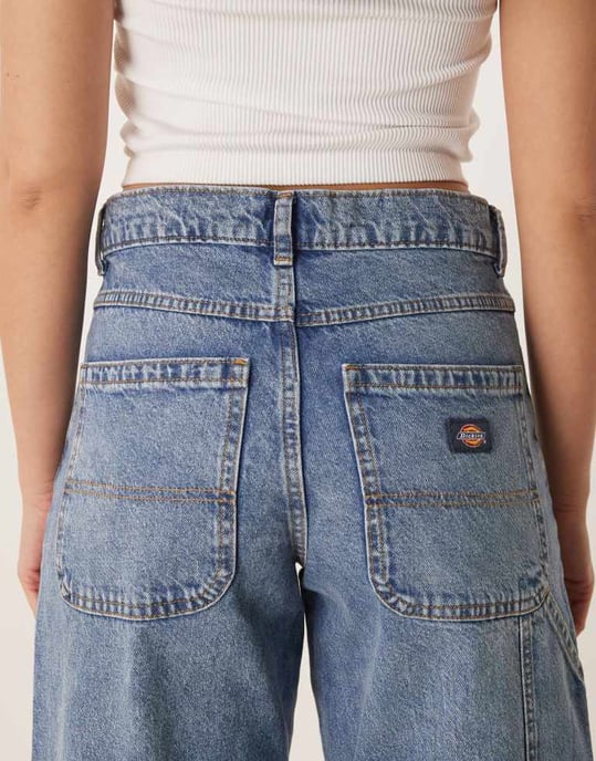 Dickies herndon loose fit denim jeans in rinsed blue with fade - Image 4