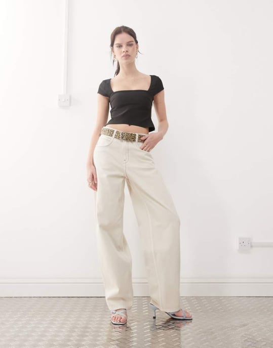 Miss Sixty boyfriend fit denim jeans in off white - Image 1