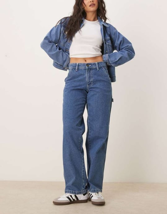 Dickies stevensville loose fit carpenter denim jeans in classic blue - Image 1