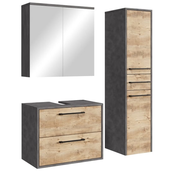 Badplaats Wastafelkast set florence 60 x 35 cm – kastanje met donker grijs - Image 1