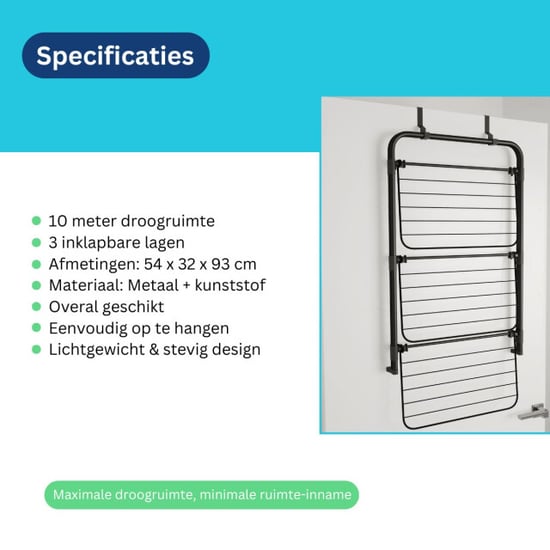 Wasophoogte ® hangend droogrek inklapbaar – 3 lagen – 10 meter – geschikt voor - Image 4