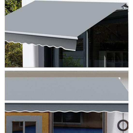 4goodz Zonneluifel, 3,95 x 2,45 m zonnescherm met handzwengel /wit - Image 3
