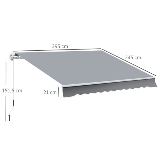 4goodz Zonneluifel, 3,95 x 2,45 m zonnescherm met handzwengel /wit - Image 5