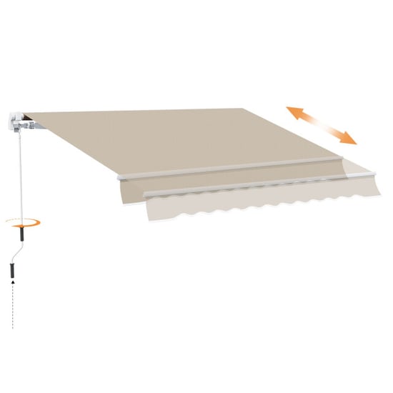 4goodz Zonneluifel, 3,95 x 2,45 m zonnescherm met handzwengel + beige - Image 3