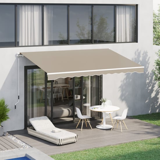 4goodz Zonneluifel, 3,95 x 2,45 m zonnescherm met handzwengel + beige - Image 4