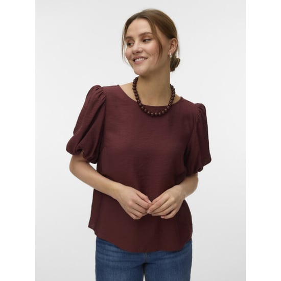 Vero Moda Vmnellie ss balloon top wvn ga bordeaux - Image 2