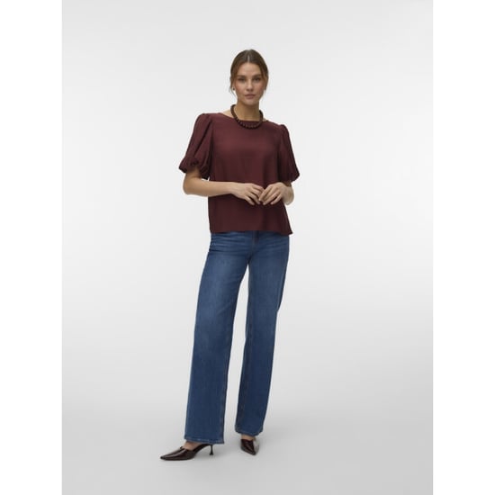 Vero Moda Vmnellie ss balloon top wvn ga bordeaux - Image 5