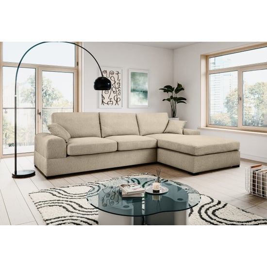 Furnilux Veda l-vormige sofa rechts beige | moderne loungebank met textielstof - Image 2