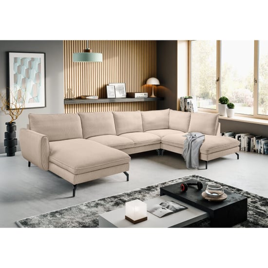 Furnilux Toronto u-shape bank rechts beige moderne loungebank met koudschuim - Image 3
