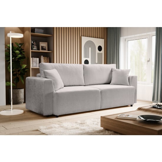 Furnilux 3-zits sofa bed lichtgrijs moderne slaapbank met comfortabel pu-schuim - Image 2