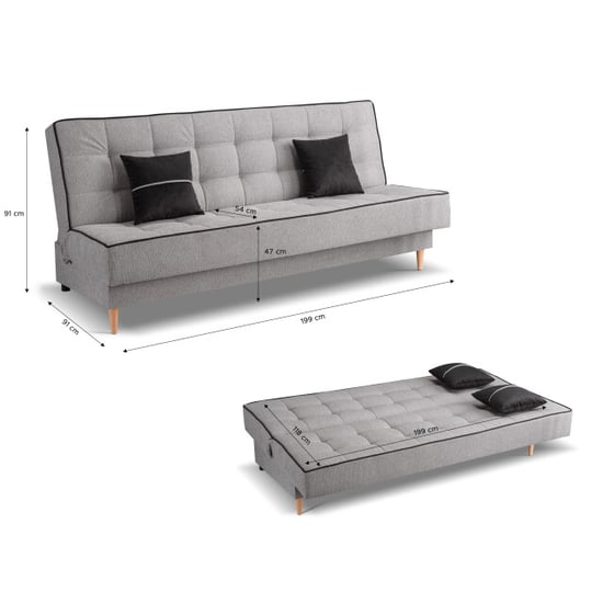 Furnilux Bono 3-zits sofa bed lichtgrijs | moderne slaapbank met ligcomfort - Image 2