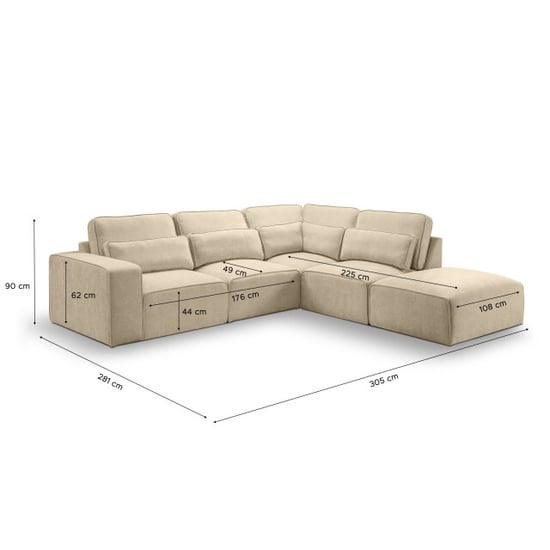 Furnilux Luxe hoekbank rechts beige | stijlvolle woonbank in trendy geweven stof - Image 3