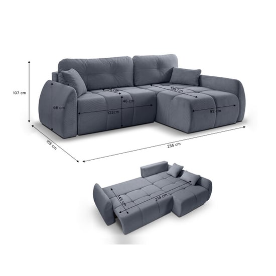 Furnilux Sancho hoekbank bed rechts blauwgrijs modulaire hoeksofa met slaapfunctie - Image 3