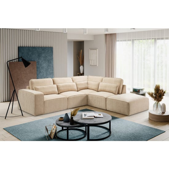 Furnilux Luxe hoekbank rechts beige | stijlvolle woonbank in trendy geweven stof - Image 6