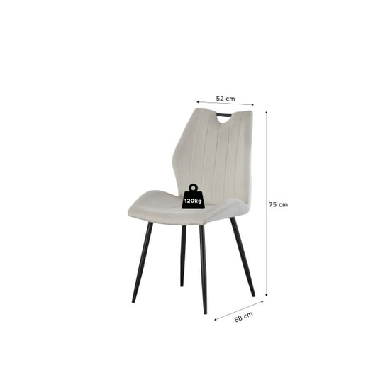 Furnilux Christin fauteuil crème set van 2 elegante fluwelen salonstoel met metalen - Image 3
