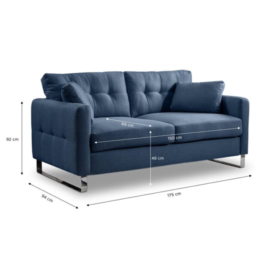 Furnilux Hera 2-zits bank donkerblauw | moderne slede sofa met chroom poten - Image 4