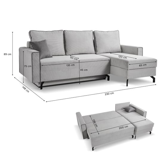 Furnilux Marti sofa bed l-shape rechts lichtgrijs | moderne hoekbank met slaapfunctie - Image 5