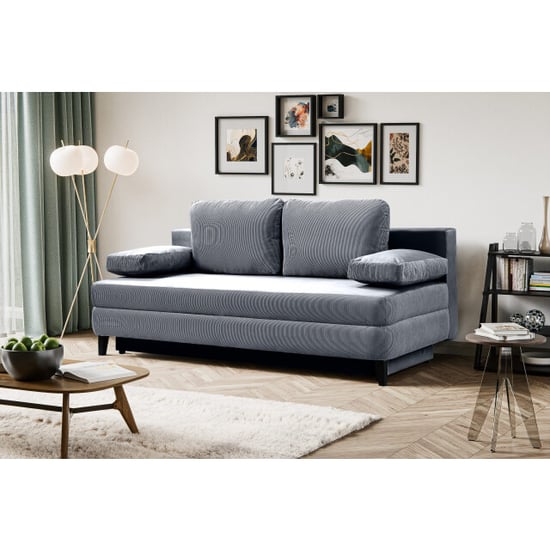 Furnilux Sorto sofa bed 2.5 zits blauwgrijs | moderne slaapbank met corduroy - Image 3