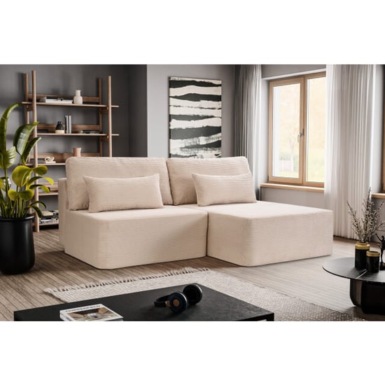 Furnilux Amsterix l-vormige sofa bed rechts grijs- | zachte corduroy | slaapcomfort - Image 3