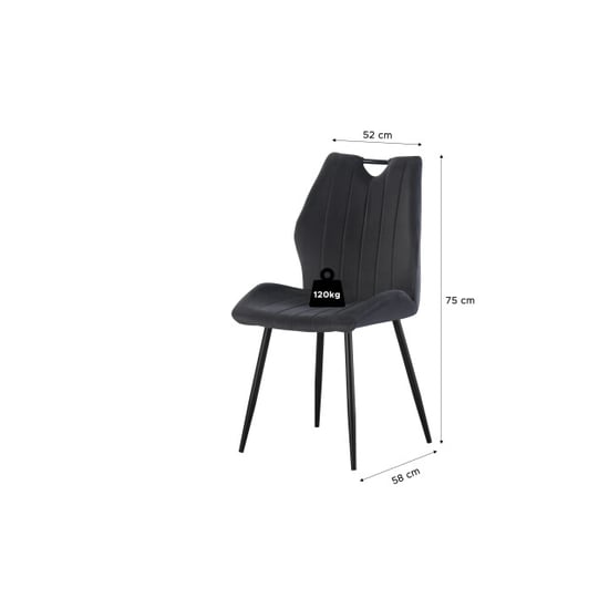 Furnilux Christin stoel set van 2 antraciet moderne fauteuil met fluwelen bekleding - Image 3
