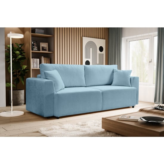 Furnilux 3-zits sofa bed lichtblauw moderne slaapbank met comfortabel pu-schuim - Image 5