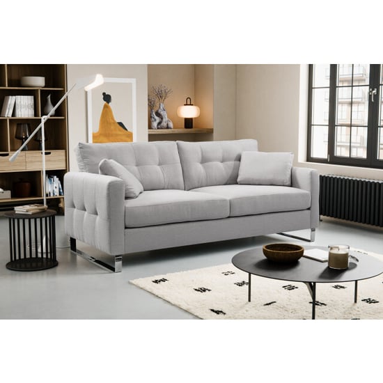 Furnilux Hera 2.5-zits bank lichtgrijs | moderne slede-bank | eenvoudig te onderhouden - Image 4