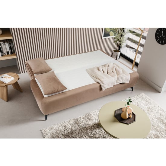 Furnilux Sendi sofa bed 2 zits bruin-beige | luxe velour sofa | opbergbank - Image 3
