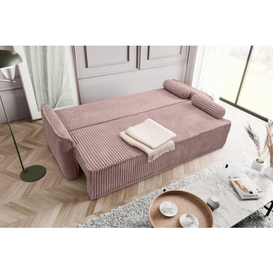 Furnilux Roze grubs 3-zits sofa bed moderne slaapbank in zachte corduroy - Image 4