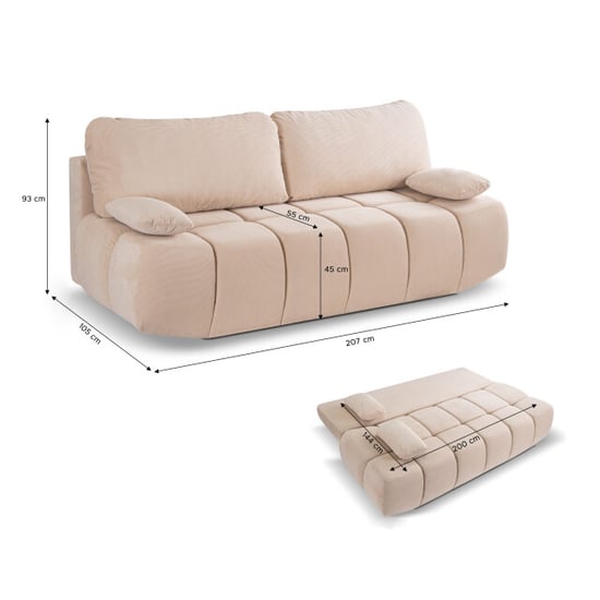 Furnilux Lauder 2-zits sofa bed beige | stijlvol ledikant in trendy corduroy - Image 6