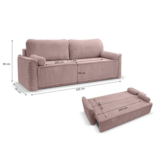 Furnilux Roze grubs 3-zits sofa bed moderne slaapbank in zachte corduroy - Image 6