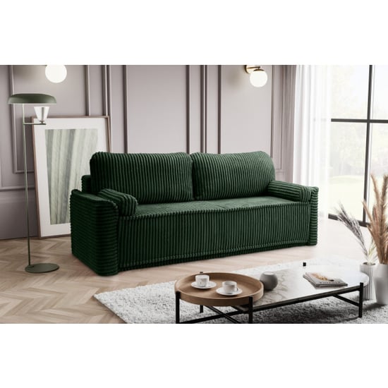 Furnilux Grubs 3-zits sofa bed in smaragdgroen moderne slaapbank | corduroy - Image 3