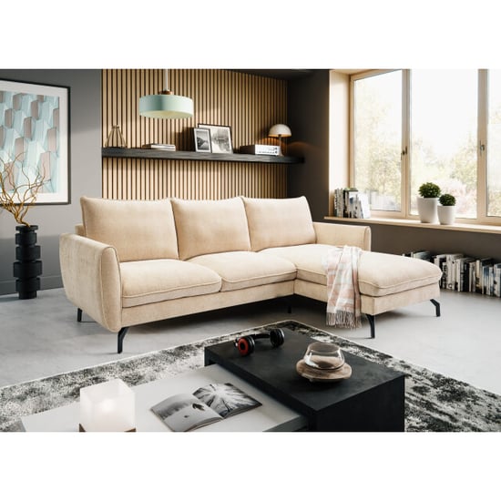 Furnilux Toronto l-vorm rechts bank beige moderne lage woonbank met koudschuim - Image 2