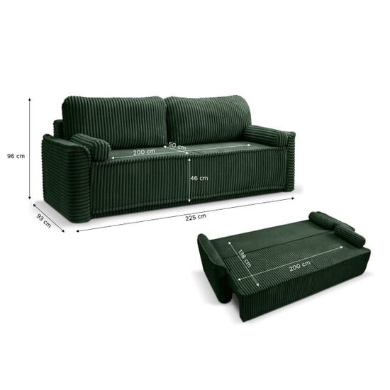 Furnilux Grubs 3-zits sofa bed in smaragdgroen moderne slaapbank | corduroy - Image 5