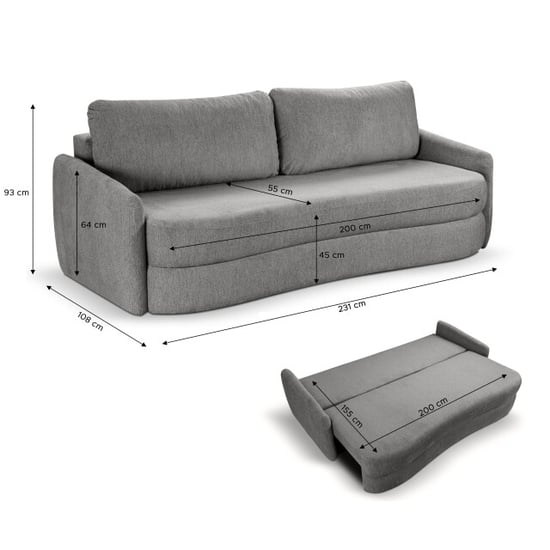 Furnilux Grijze diana 3-zits sofa bed moderne slaapbank met tekstiel - Image 5