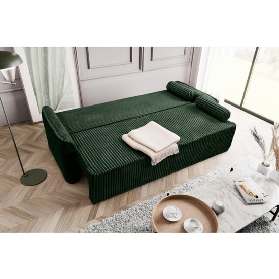 Furnilux Grubs 3-zits sofa bed in smaragdgroen moderne slaapbank | corduroy - Image 6