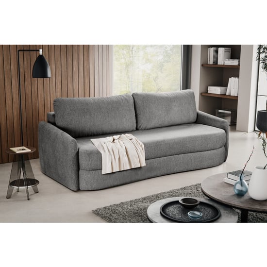 Furnilux Grijze diana 3-zits sofa bed moderne slaapbank met tekstiel - Image 6